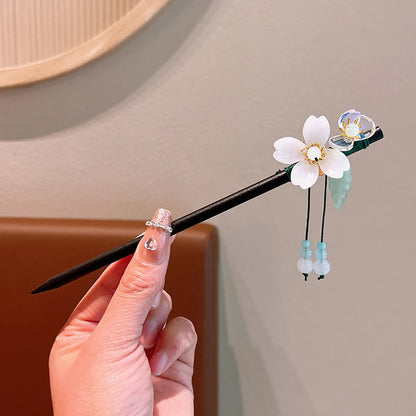 Women'S Ethnic Style Simple Style Flower Wood Inlay Artificial Gemstones Rhinestones Hairpin