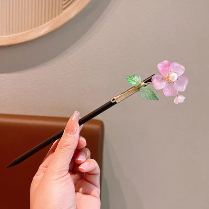 Women'S Ethnic Style Simple Style Flower Wood Inlay Artificial Gemstones Rhinestones Hairpin