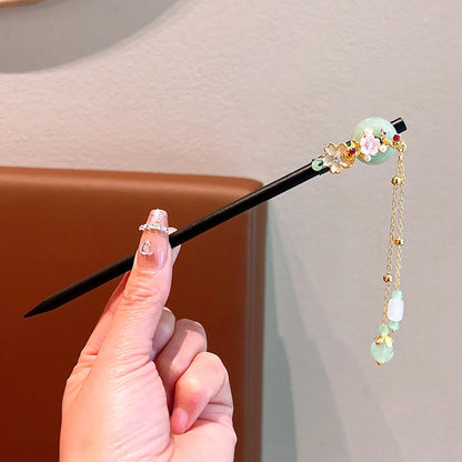 Women'S Ethnic Style Simple Style Flower Wood Inlay Artificial Gemstones Rhinestones Hairpin