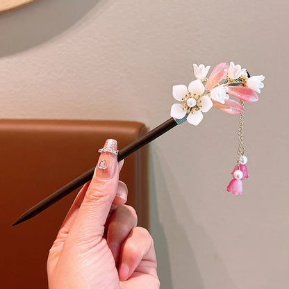 Women'S Ethnic Style Simple Style Flower Wood Inlay Artificial Gemstones Rhinestones Hairpin