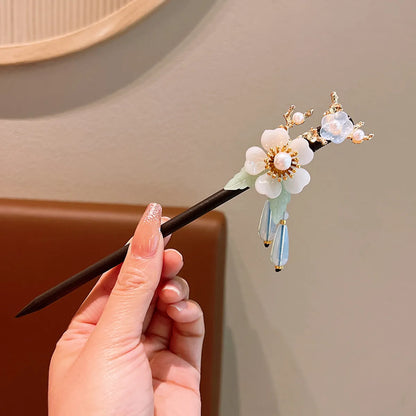 Women'S Ethnic Style Simple Style Flower Wood Inlay Artificial Gemstones Rhinestones Hairpin