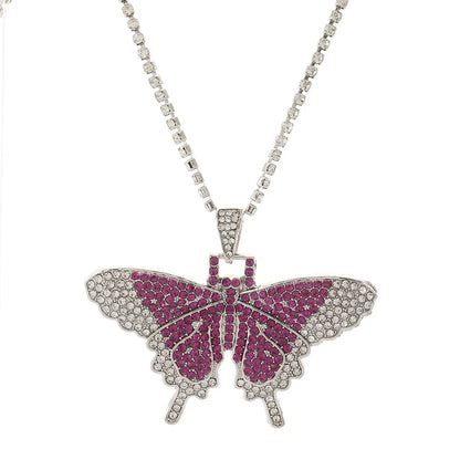 Women'S Exaggerated Butterfly Alloy Rhinestones Necklace Inlay