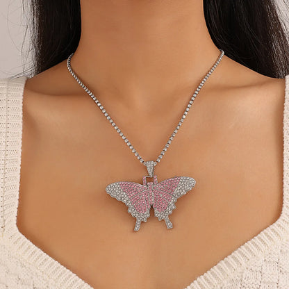 Women'S Exaggerated Butterfly Alloy Rhinestones Necklace Inlay