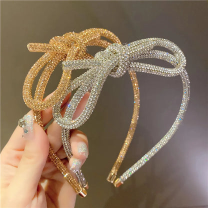 Women'S Fairy Style Bow Knot Hot Drill Diamond Hair Band