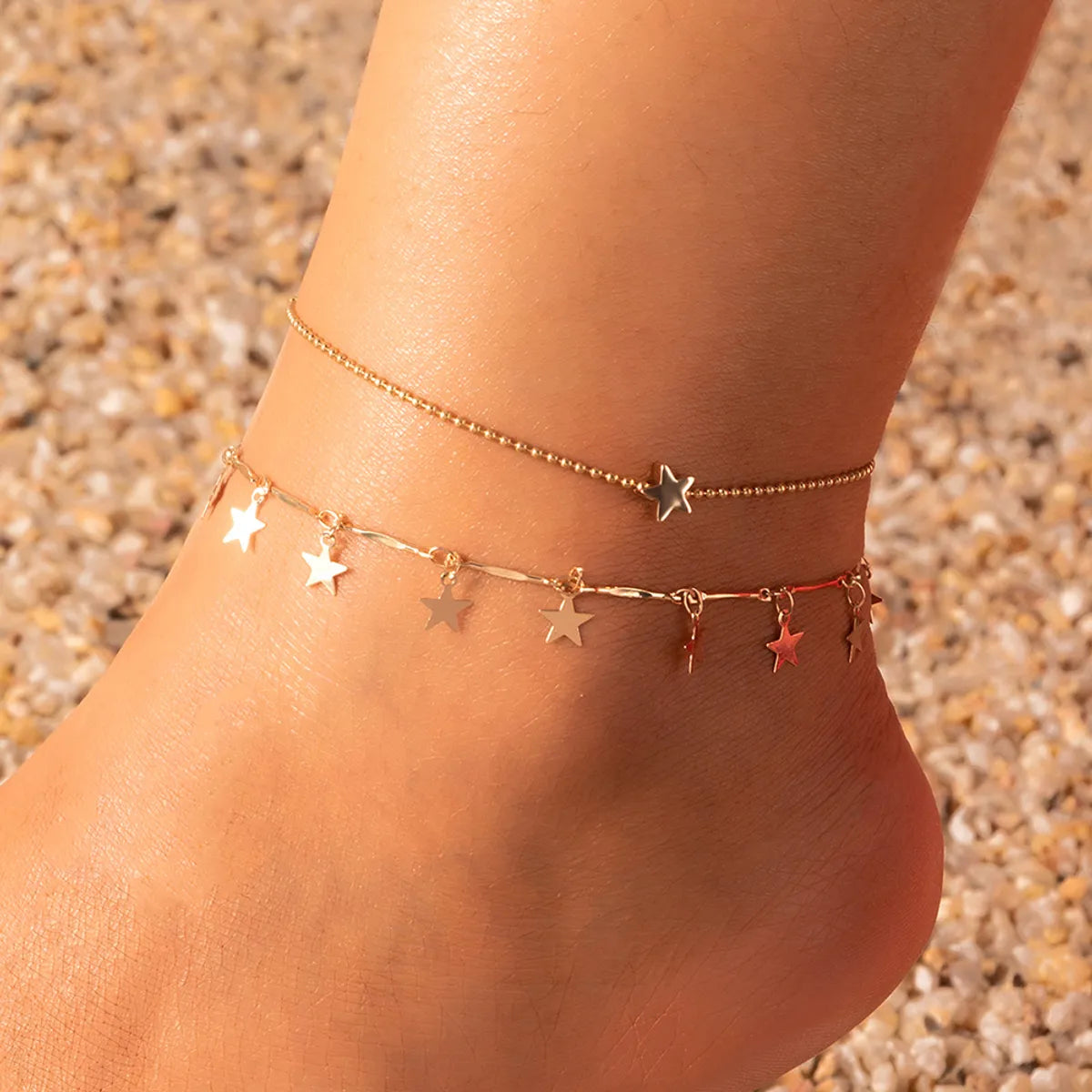 Women's Fashion Beach Star Heart Flowers Alloy Anklet Beads As Picture