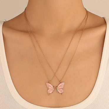 Women'S Fashion Butterfly Alloy Necklace Stoving Varnish