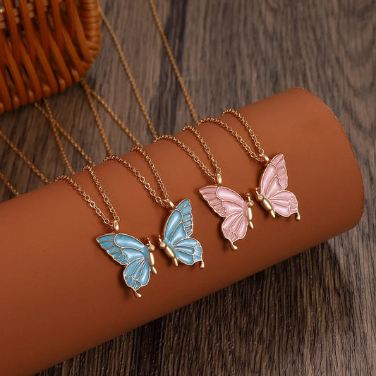 Women'S Fashion Butterfly Alloy Necklace Stoving Varnish