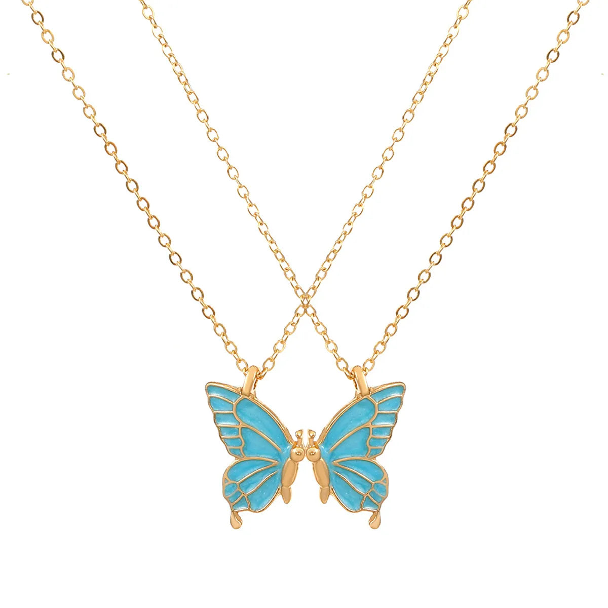 Women'S Fashion Butterfly Alloy Necklace Stoving Varnish