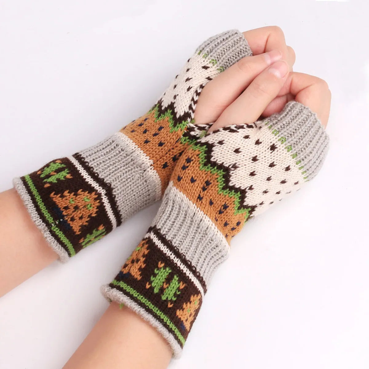 Women'S Fashion Christmas Tree Acrylic Gloves