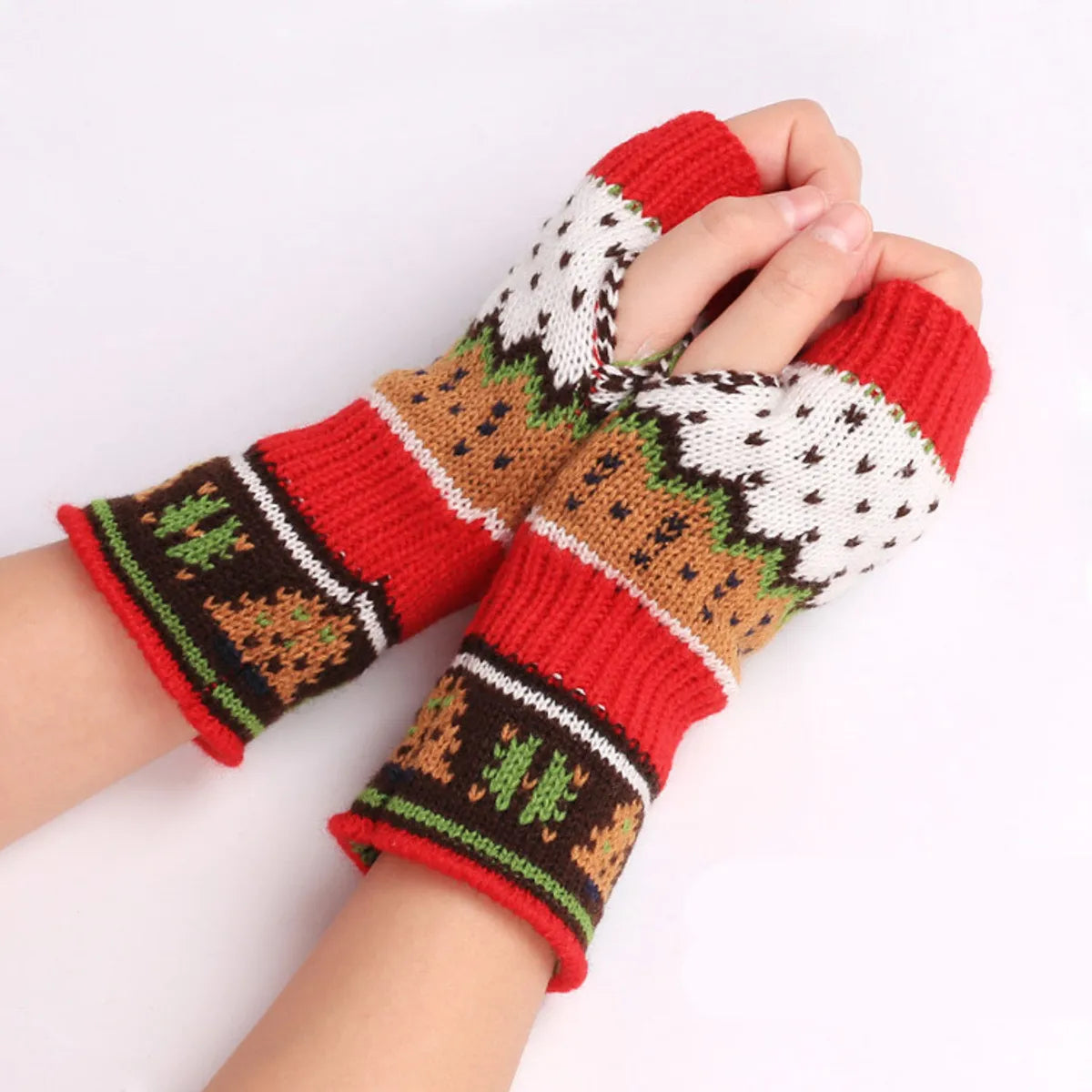 Women'S Fashion Christmas Tree Acrylic Gloves