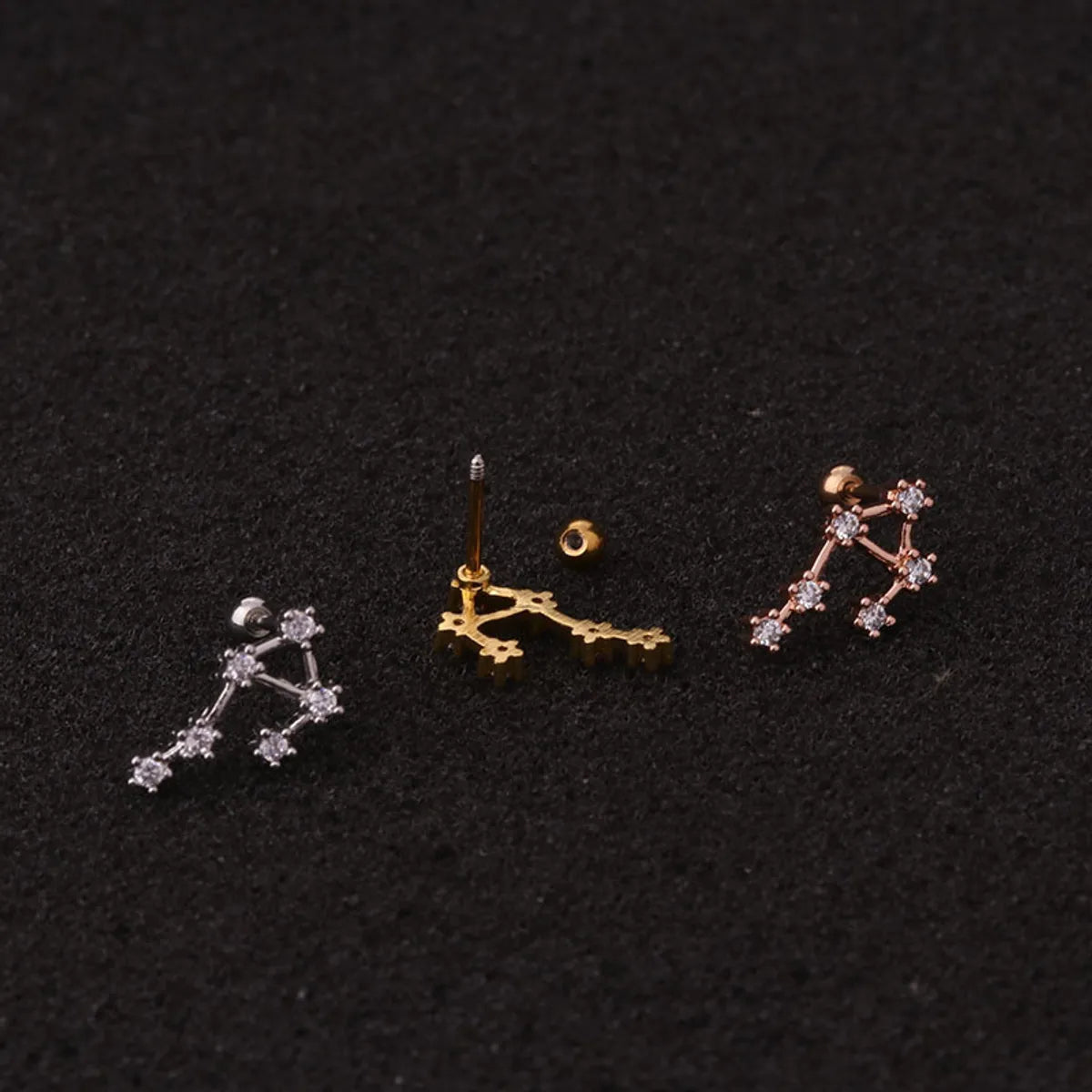 Women's Fashion Constellation Metal Ear Studs Inlay Zircon Body Jewelry