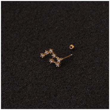 Women's Fashion Constellation Metal Ear Studs Inlay Zircon Body Jewelry