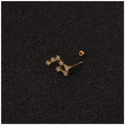 Women's Fashion Constellation Metal Ear Studs Inlay Zircon Body Jewelry