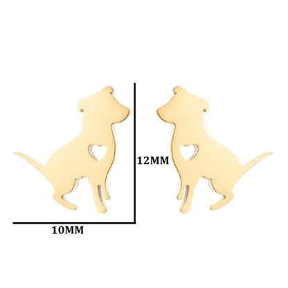 Fashion Dog Cat 304 Stainless Steel No Inlaid 18K Gold Plated Ear Studs