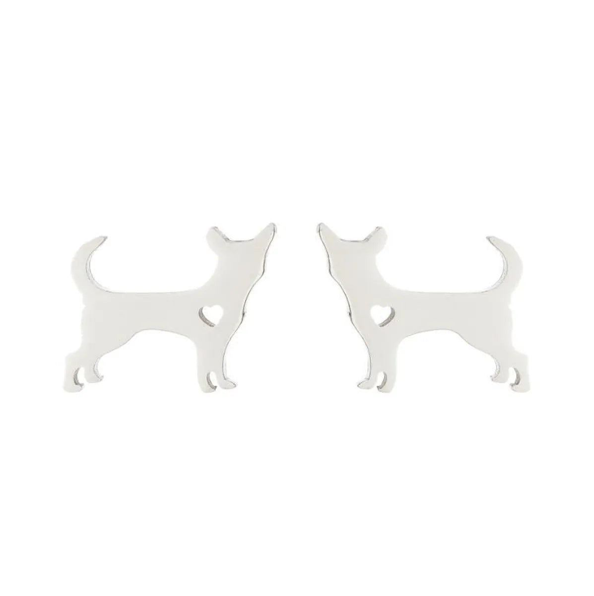 Fashion Dog Cat 304 Stainless Steel No Inlaid 18K Gold Plated Ear Studs