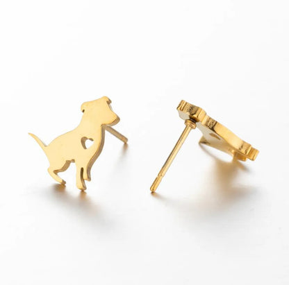 Fashion Dog Cat 304 Stainless Steel No Inlaid 18K Gold Plated Ear Studs