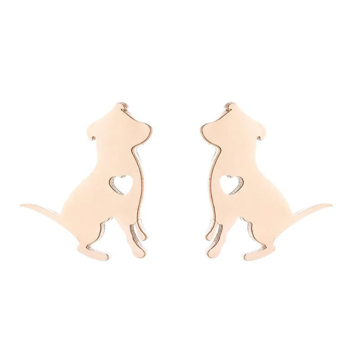 Fashion Dog Cat 304 Stainless Steel No Inlaid 18K Gold Plated Ear Studs