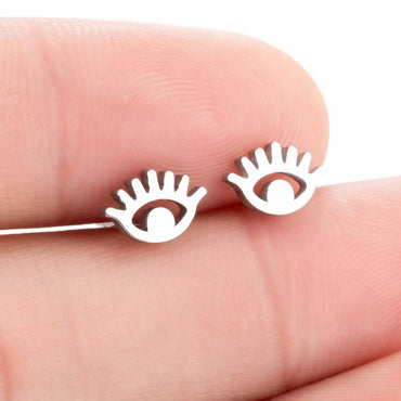 Women'S Fashion Eye Metal No Inlaid Ear Studs Plating Stainless Steel Earrings