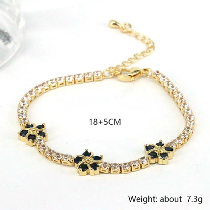 Women's Fashion Flower Copper Bracelets Plating Inlaid Zircon Zircon Copper Bracelets