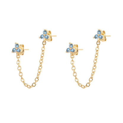 Women's Fashion Flower Copper Zircon Ear Studs Inlay Copper Earrings