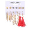 Women'S Fashion Geometric Alloy Artificial Gemstones Earrings Pearl Plating Metal Drop Earrings