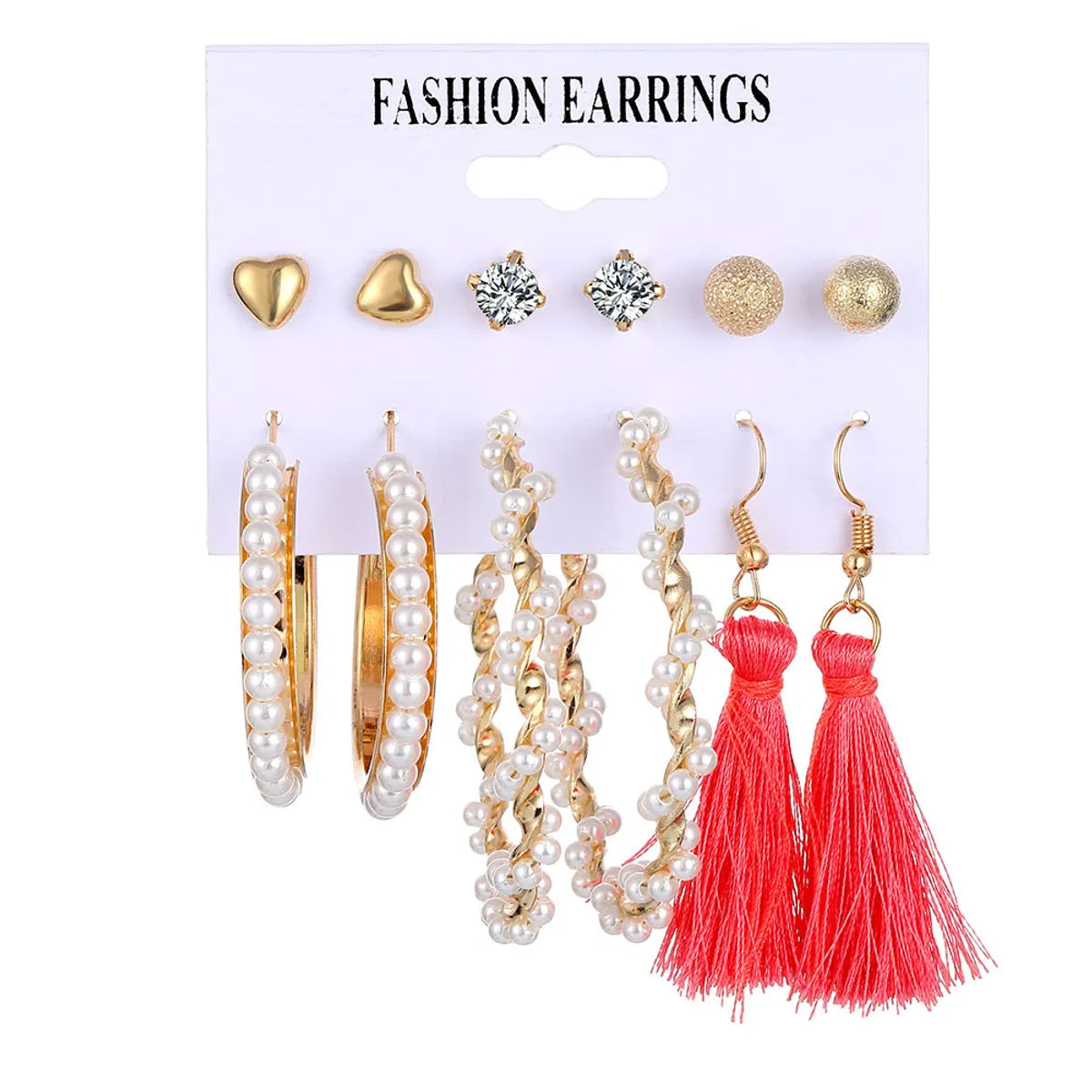 Women'S Fashion Geometric Alloy Artificial Gemstones Earrings Pearl Plating Metal Drop Earrings