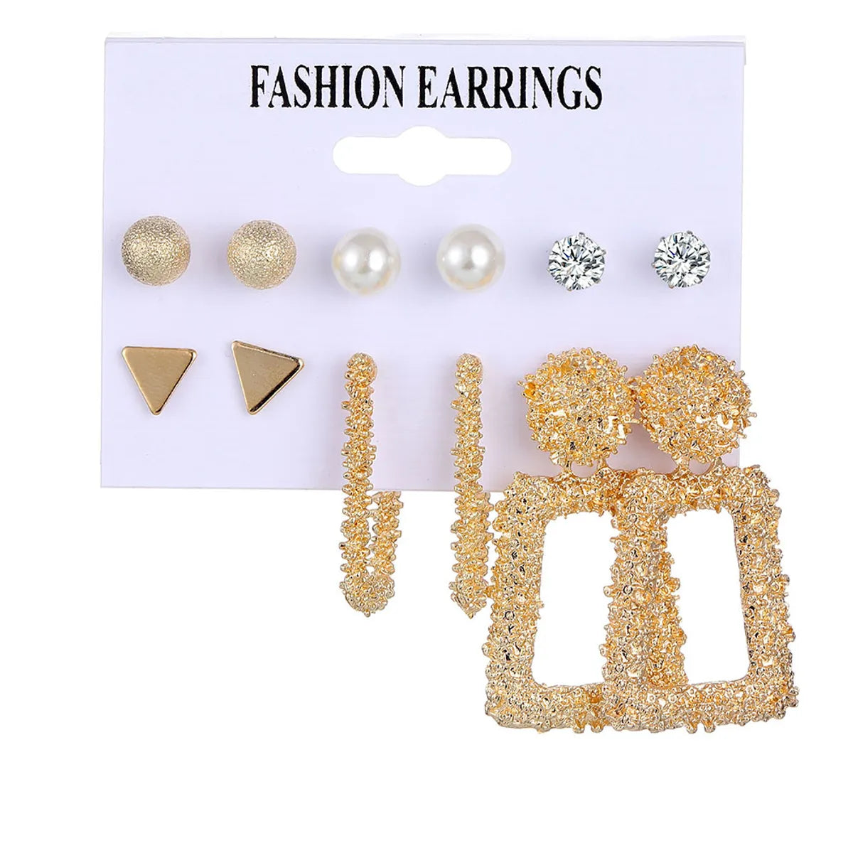 Women'S Fashion Geometric Alloy Artificial Gemstones Earrings Pearl Plating Metal Drop Earrings