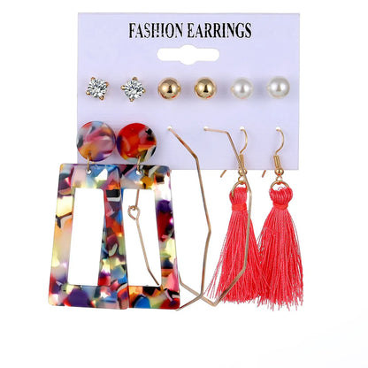 Women'S Fashion Geometric Alloy Artificial Gemstones Earrings Pearl Plating Metal Drop Earrings