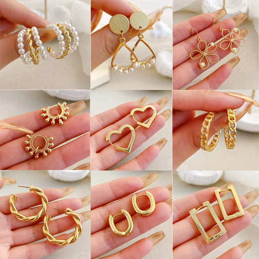 Women's Fashion Geometric Alloy Earrings Splicing Plating No Inlaid Hoop Earrings