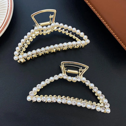 Women'S Fashion Geometric Alloy Headwear Plating Artificial Rhinestones Artificial Pearl Hair Claws