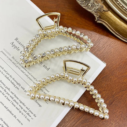 Women'S Fashion Geometric Alloy Headwear Plating Artificial Rhinestones Artificial Pearl Hair Claws