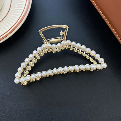 Women'S Fashion Geometric Alloy Headwear Plating Artificial Rhinestones Artificial Pearl Hair Claws