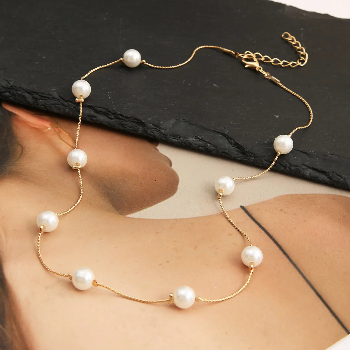 Fashion Geometric Alloy Metal Artificial Pearls Women's Necklace