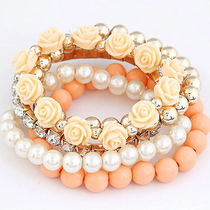 Fashion Geometric Flower Synthetic Resin Artificial Pearls Beads Bracelets