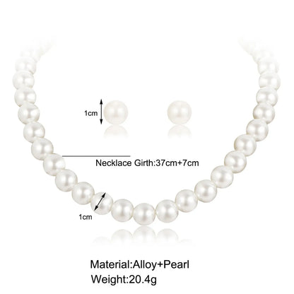 Women'S Fashion Geometric Imitation Pearl Alloy Earrings Necklace No Inlaid Jewelry Sets