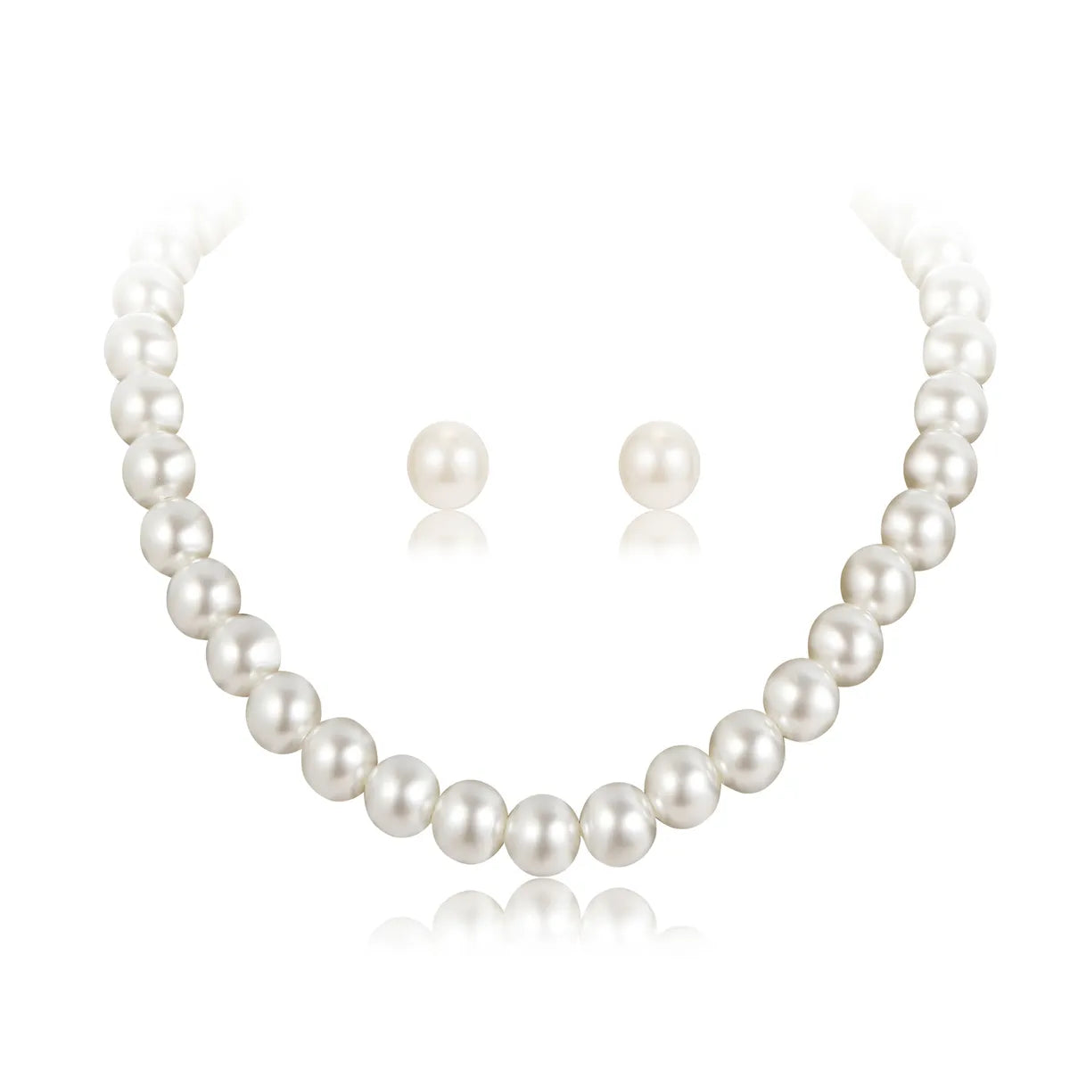 Women'S Fashion Geometric Imitation Pearl Alloy Earrings Necklace No Inlaid Jewelry Sets