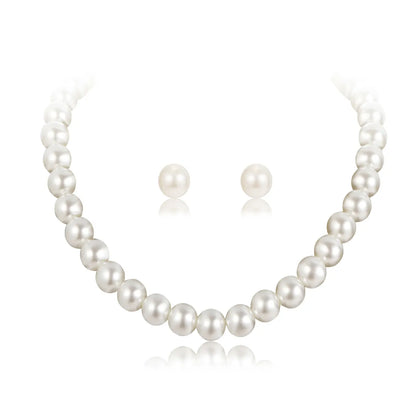 Women'S Fashion Geometric Imitation Pearl Alloy Earrings Necklace No Inlaid Jewelry Sets