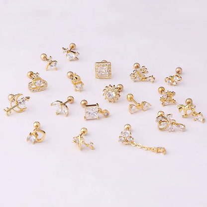 Women's Fashion Geometric Metal Ear Studs Plating Inlay Zircon