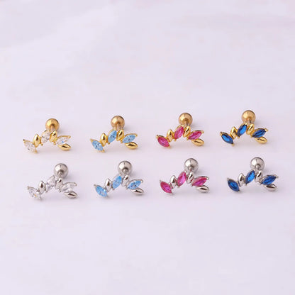 Women's Fashion Geometric Stainless Steel Metal Ear Studs Plating Inlay Zircon