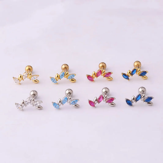 Women's Fashion Geometric Stainless Steel Metal Ear Studs Plating Inlay Zircon