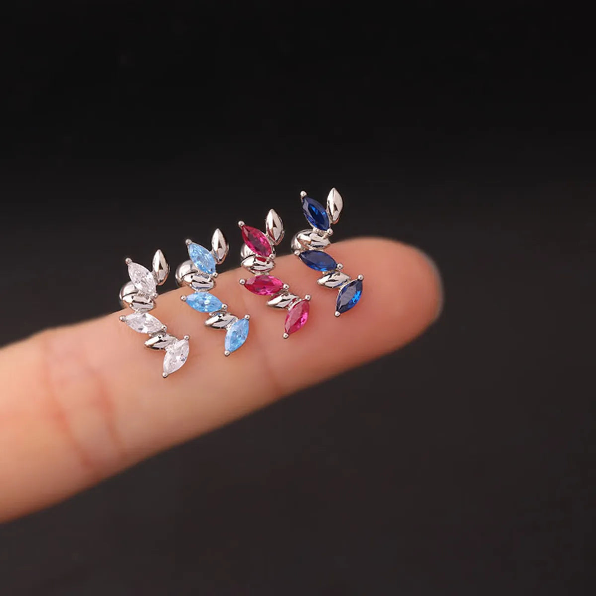 Women's Fashion Geometric Stainless Steel Metal Ear Studs Plating Inlay Zircon