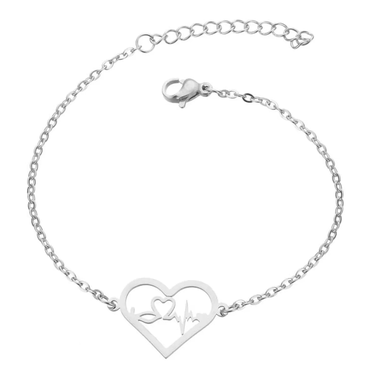 Women'S Fashion Heart Butterfly Elephant Stainless Steel No Inlaid Bracelets Plating Stainless Steel Bracelets