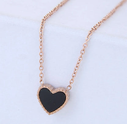 Women's Fashion Heart Shape Solid Color Titanium Steel Necklace Plating Necklaces