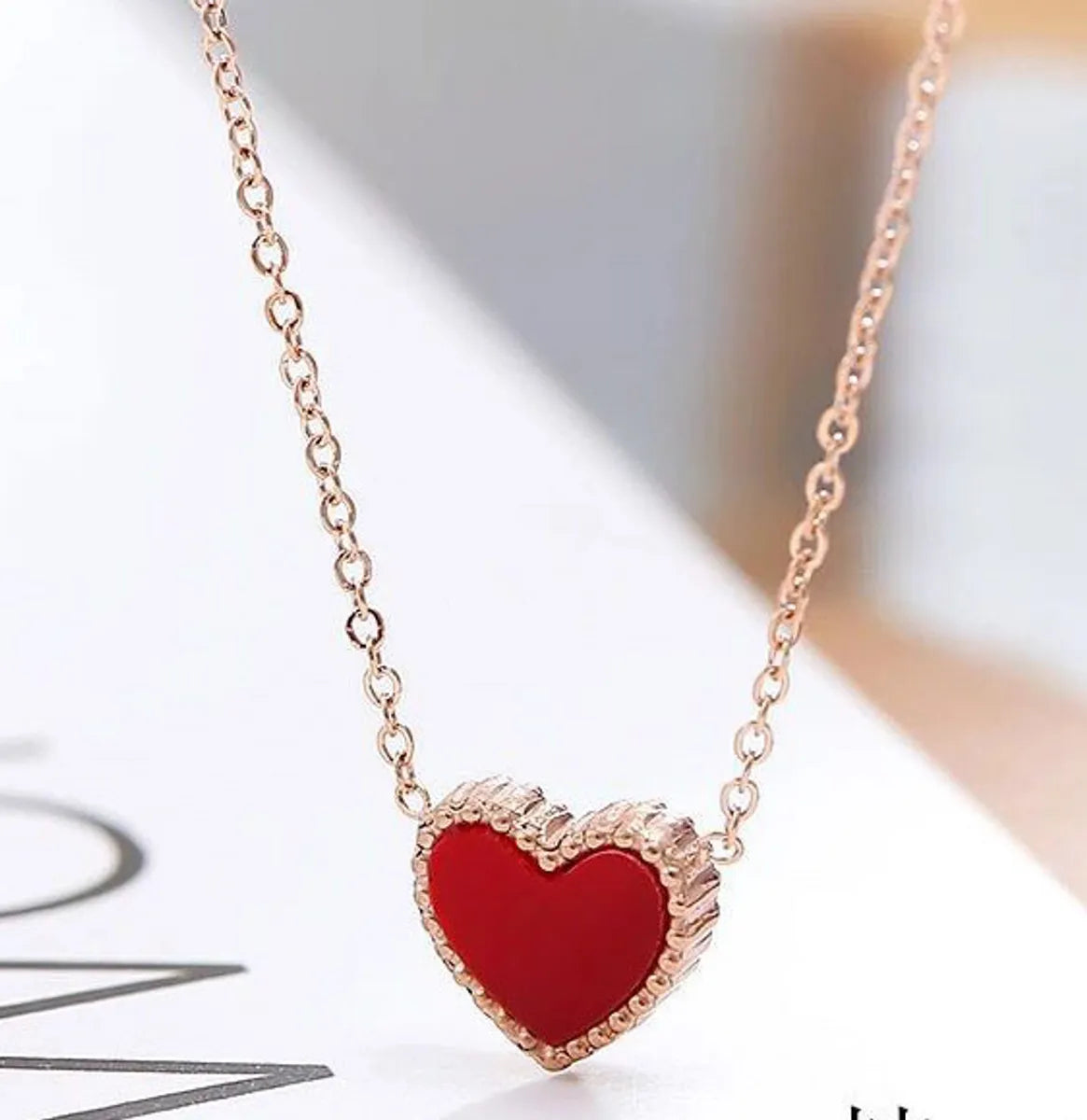 Women's Fashion Heart Shape Solid Color Titanium Steel Necklace Plating Necklaces