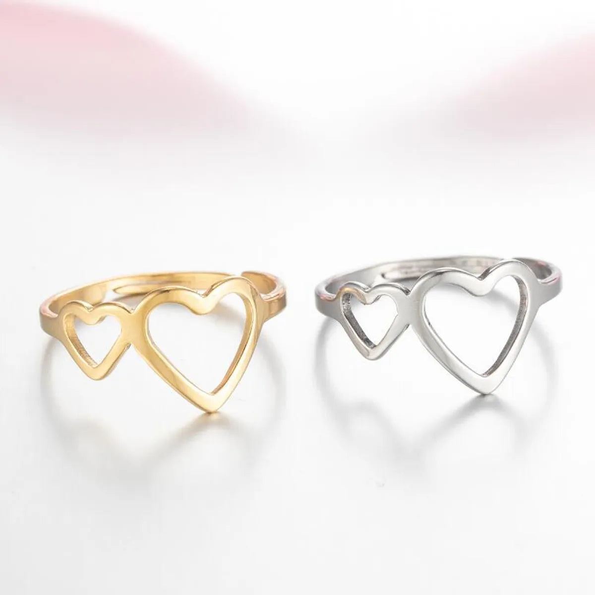 Wholesale Jewelry Fashion Heart 201 Stainless Steel No Inlaid 18K Gold Plated