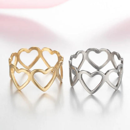 Wholesale Jewelry Fashion Heart 201 Stainless Steel No Inlaid 18K Gold Plated