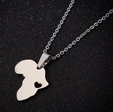 Women's Fashion Map Stainless Steel Pendant Necklace Plating Stainless Steel Necklaces