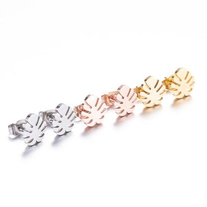 Women's Fashion Palm Tree Stainless Steel No Inlaid Ear Studs Stainless Steel Earrings