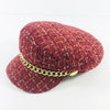 Women'S Fashion Plaid Chain Curved Eaves Beret Hat