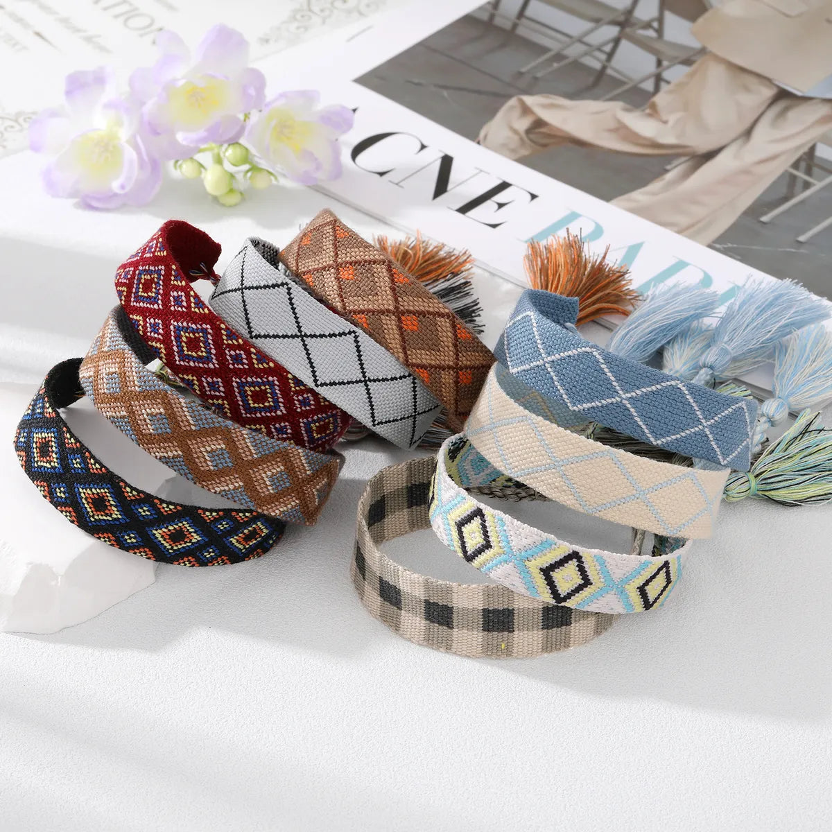 Fashion Plaid Tassel Argyle Cloth Knitting No Inlaid Bracelets